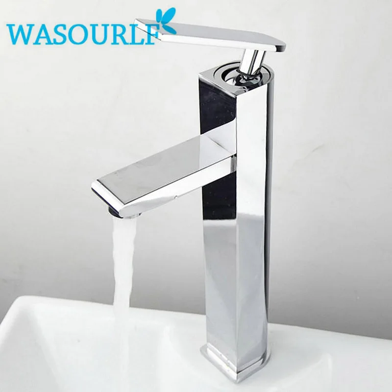 

WASOURLF Water Saving Single Handle Basin Faucet Mixer Hot and Cold Bathroom Tap Modern Design High Quality Copper Brass