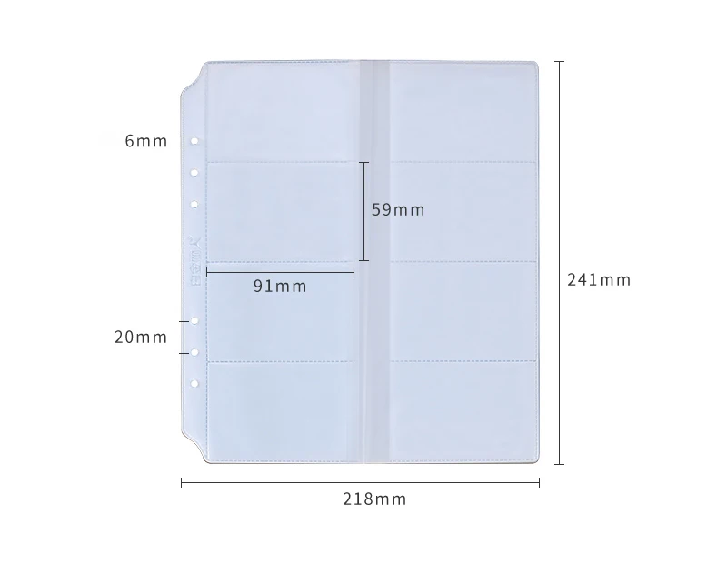2PCS Business Card PVC Pockets, Plastic Pocket Page Sleeve A4 size, horizontal and vertical pockets