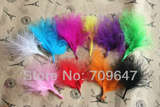 500Pcs/lot 6-10CM Multicolor BLOOD QUILL TURKEY MARABOU FEATHERS,Loose Turkey Feathers, Feathers Decoration