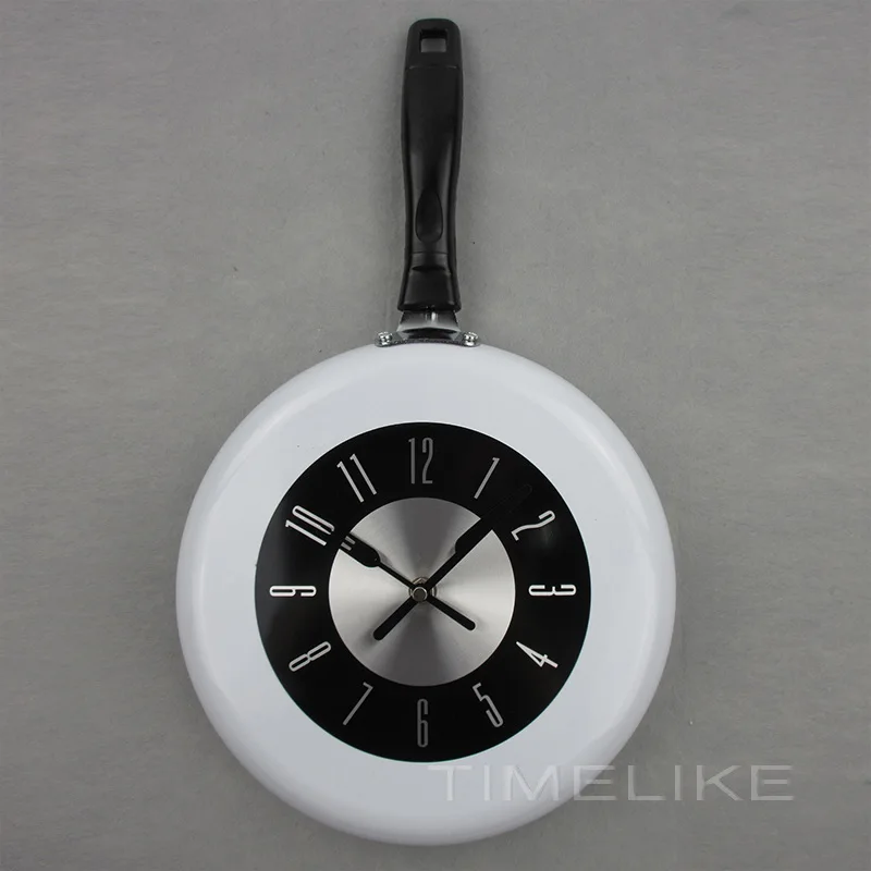 10Inch Creative Stylish Metal Frying Pan Wall Clock for Kitchen Decoration Art Watch