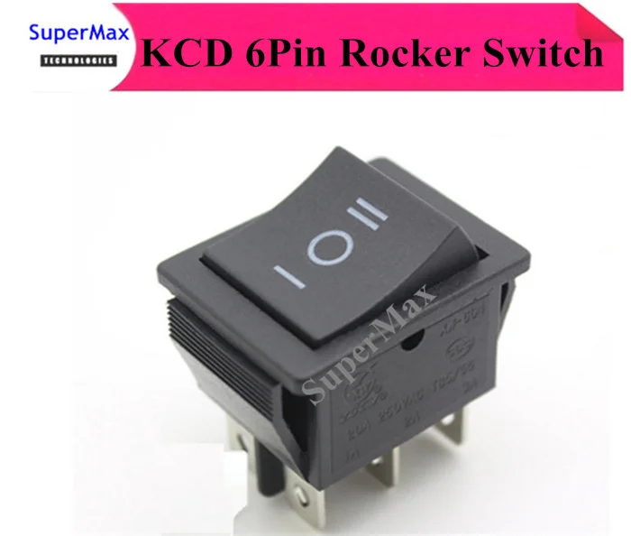 100piecs KCD XW-604AB3 AC swicths 6pin ON-OFF-ON electrical rocker switch for electronic equipment 20A/250V