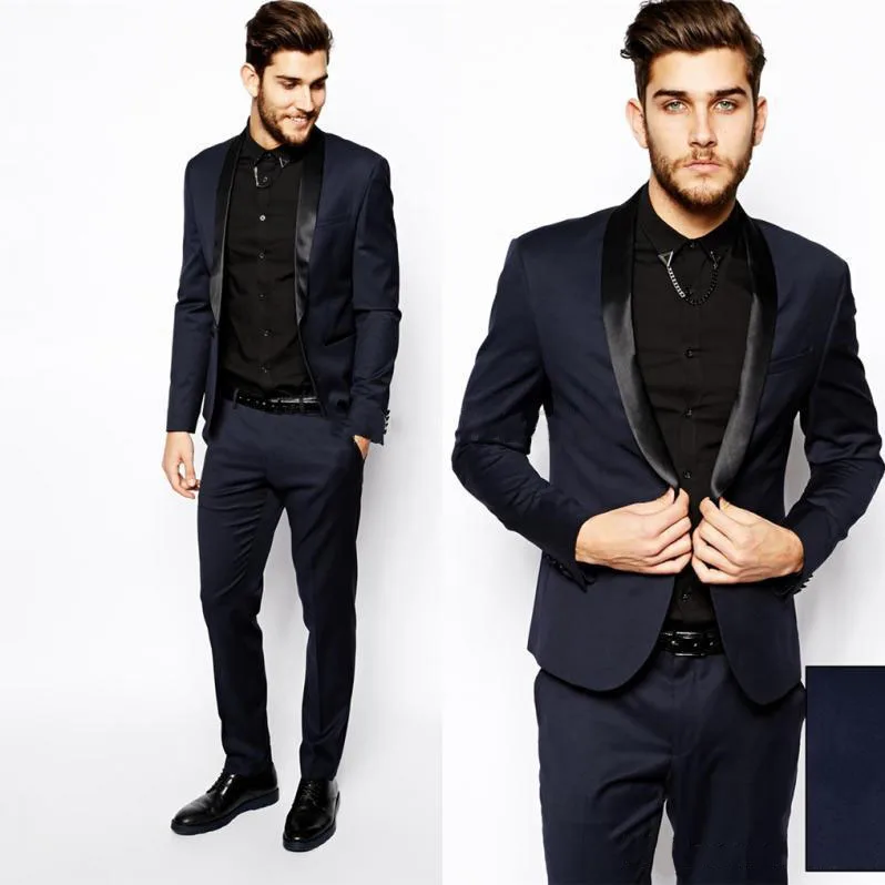 

(Jacket+Pant+Bowtie) Black Shawl Collar One Button Fashion Men Suits Tailor-Made High Quality Terno Masculino Handsome Slim Fit