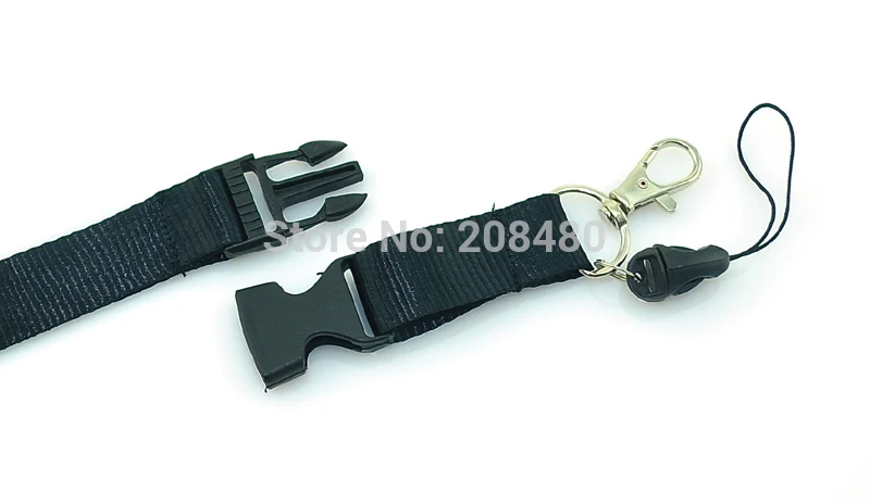 Hot Sale Plain BLACK Color Lanyard Key chain Necklace Cell Phone ID Badge Holder Neck Straps Lanyards 12pcs/Lot Wholesale