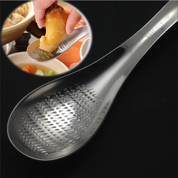 2pcs Ginger Grater Spoon - Kitchen Tool To Grate, Shred, Zest And Grind Ginger Stainless Steel Kitchen Gadgets