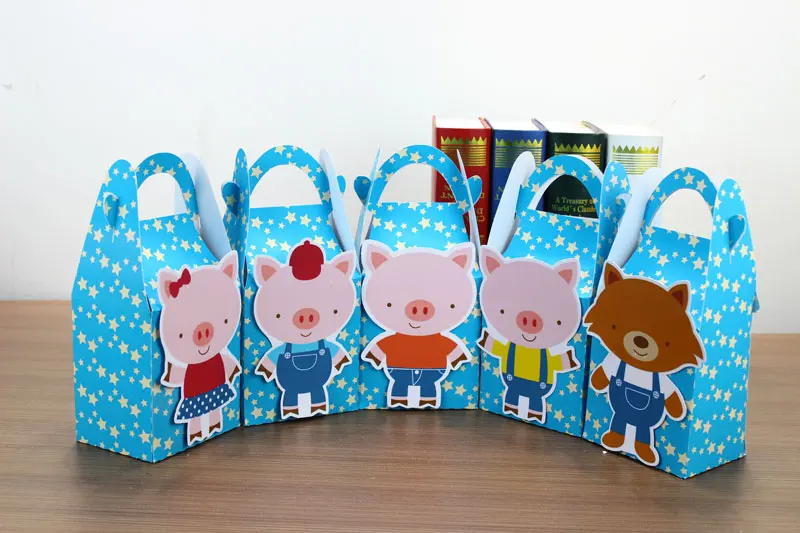 Three Little Pigs Favor Box Candy Box Gift Box Cupcake Box Boy Kids Birthday Party Supplies Decoration Event Party Supplies