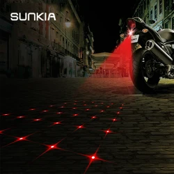 SUNKIA Cross-Star Pattern Motorcycle Fog Lights Motor Laser Foggy Lamp Warming Signal Lights