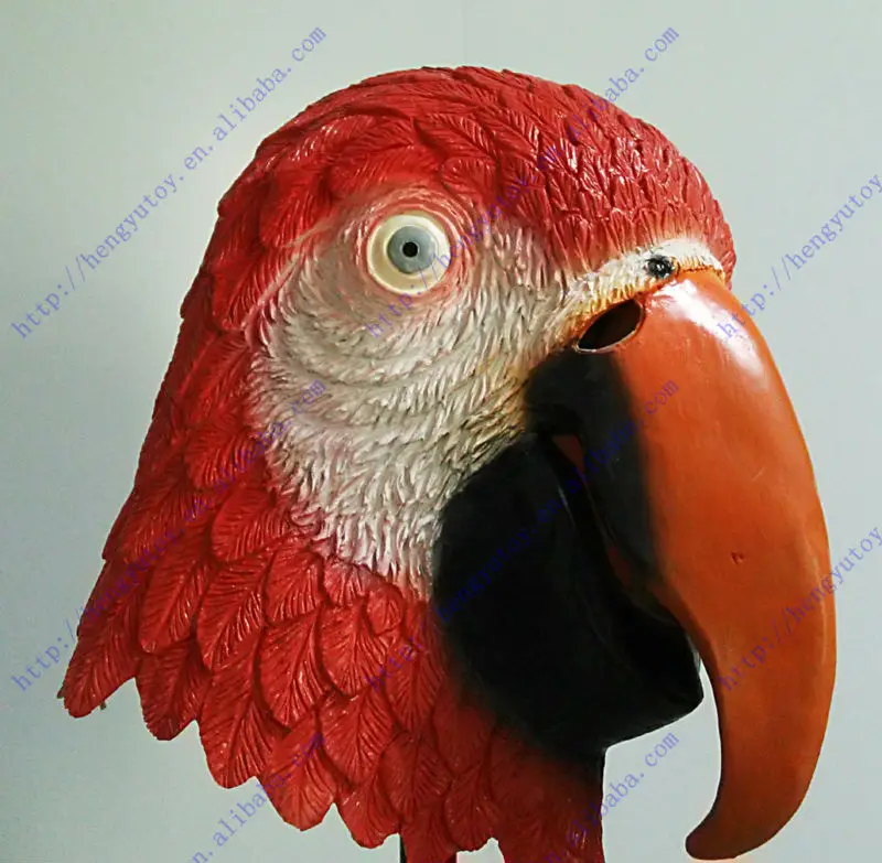 Red Parrot Mask Latex Animal Bird Head Mask for Halloween Costume Party Decoration