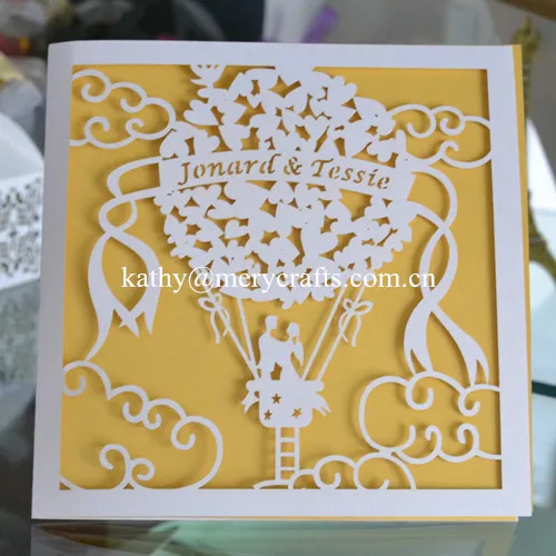 75pcs/lot wedding card design! paper white laser cut wedding invitations with custom made names