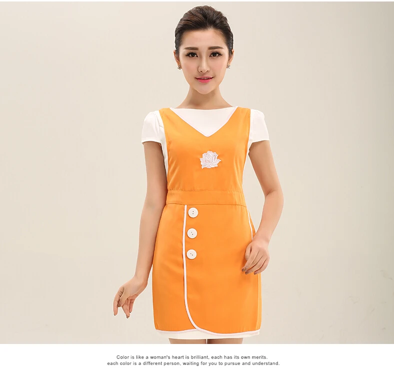 Fashion canvas waterproof pinafore With flower embroidery for women/girl restaurant/kitchen apronbrief  home dress2016