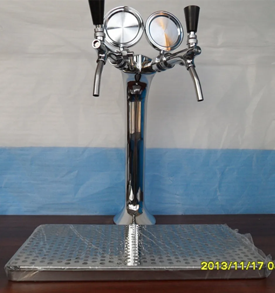 Silver Bar Beer Column, Double Line Beer Tower, 2 Tap Stout Dispensor, Beer Dispenser Unit