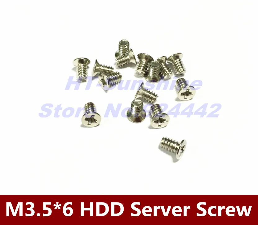 High Quality   300PCS/LOT  Computer HDD Server Flat Head Screws Cross Bolts M3.5*6 Nickel Plated