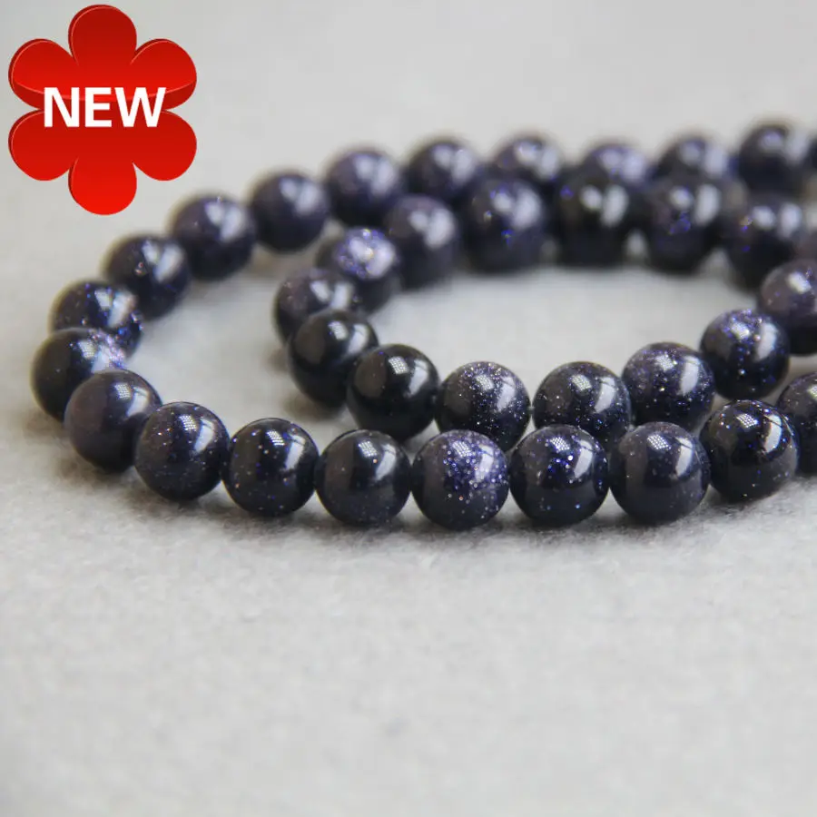 Hot Sale 8mm Fation Blue Sand Stone DIY Manual Women Girl Beads Round 15inch Jewelry Making Design Wholesale