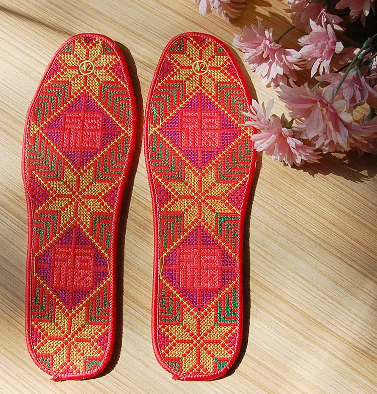 5 pairs Chines style red color manual textile Proof insole fashion insole different size wedding animal year insole