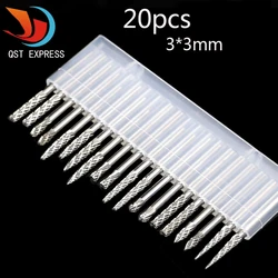 10 pcs 20pcs conjunto de rebarbas rotativas de carboneto de tungstênio para acessórios dremel fresagem bits de gravação de broca