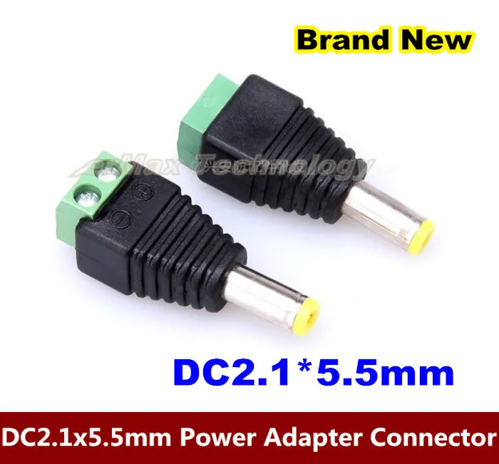 Brand New    500PCS/LOT   DC 2.1x5.5mm Power Male Plug Jack Adapter Wire Connector for CCTV