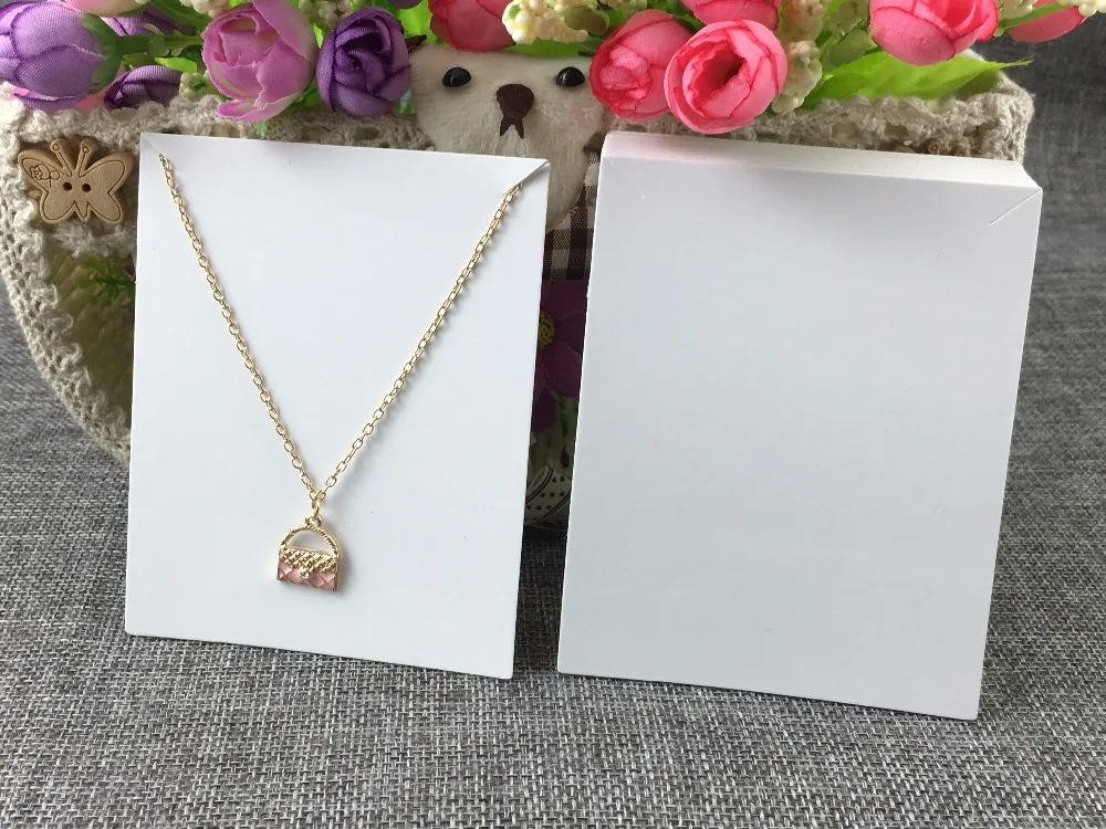 10*8cm 100pcs/lot Kraft Cardboard Blank Jewelry Fashion Necklace Cards Kraft Paper Displays card Accept custom logo MOQ:2000pcs