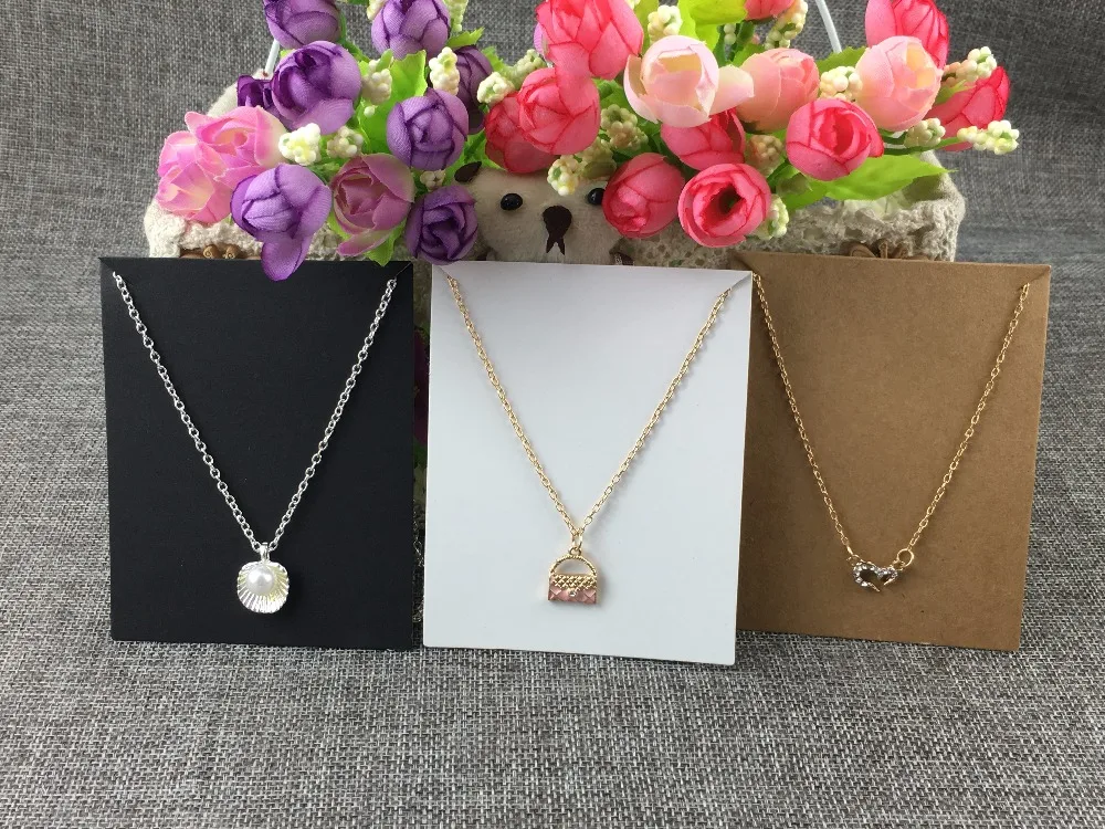 10*8cm 100pcs/lot Kraft Cardboard Blank Jewelry Fashion Necklace Cards Kraft Paper Displays card Accept custom logo MOQ:2000pcs