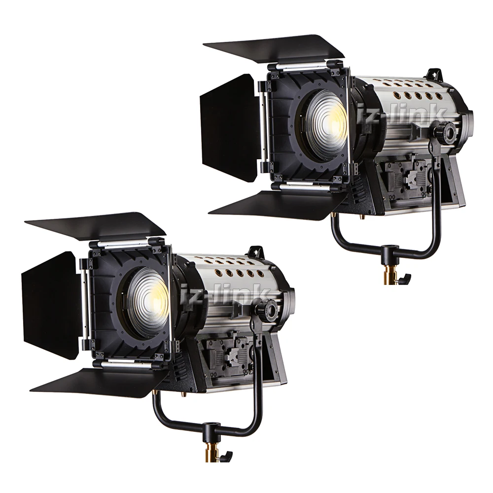 ALUMOTECH 200W LED Fresnel Dimming Continous LightX2 With Battery V-Mount Wireless Remote Spotlight For Video Studio Photography