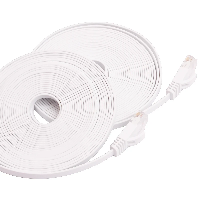 0.3m 1.5ft 1m  2M 3m 10ft 5m   10m 15m 50ft 20m  30m  CAT6 Flat UTP Ethernet Network Cable RJ45 Patch LAN cable white color