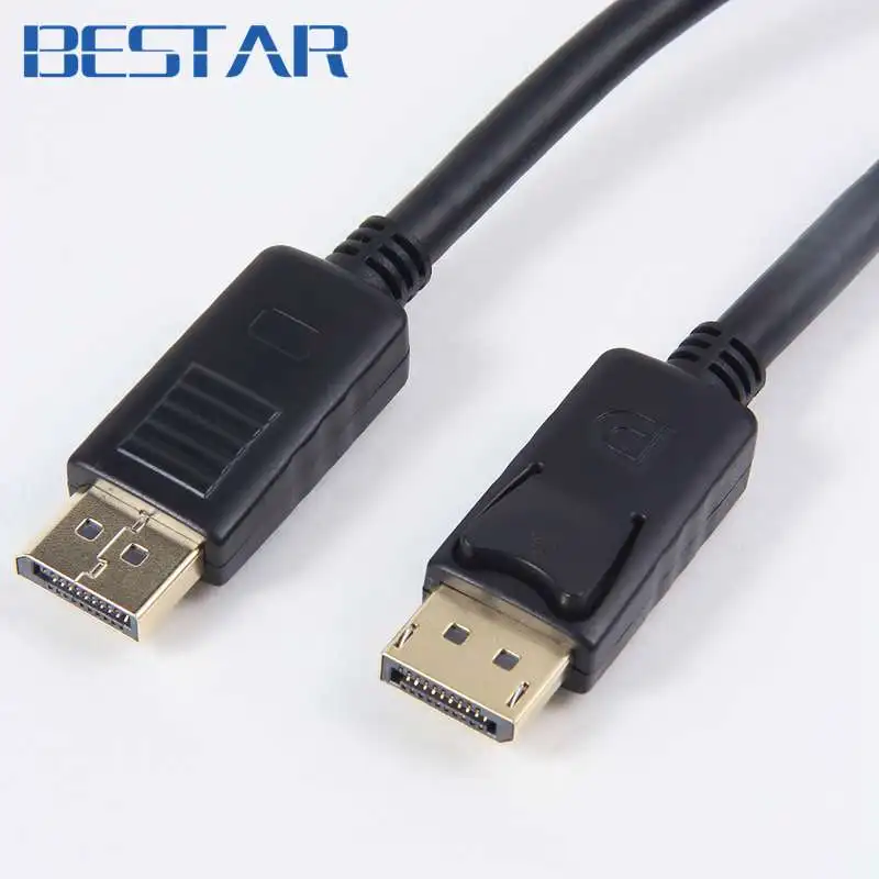 Black 1.2V Displayport DP Male to Male Video Audio Cable 2m 6ft For HDTV Projector Display