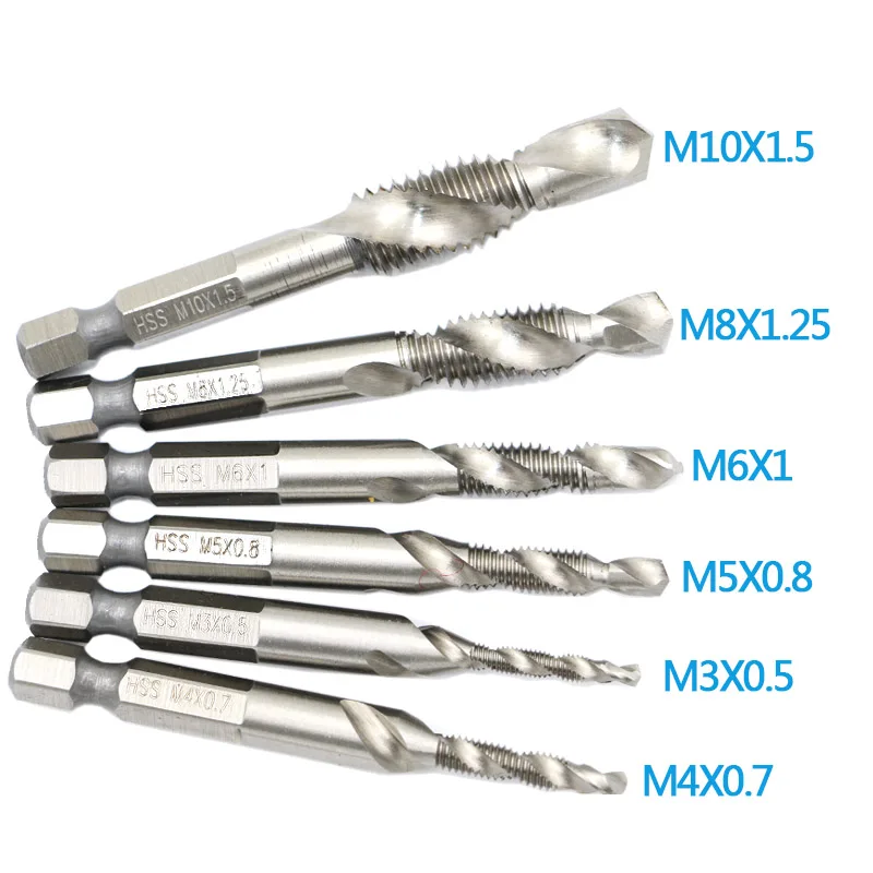 Submarine express 1PC SM3-M10 composite tap drill bit thread spirals crew tap 1/4 \'\' hex 4341 HSS