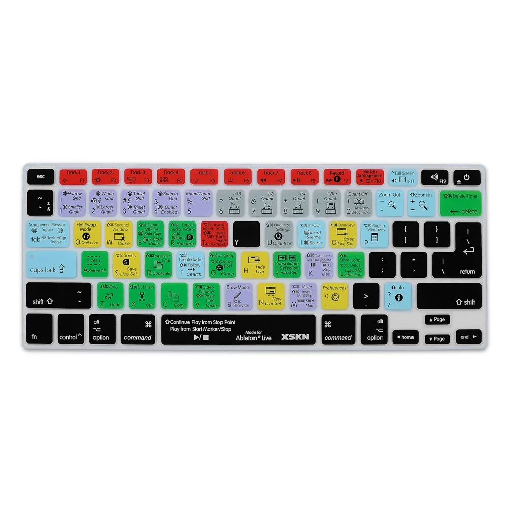 XSKN Ableton Live Shortcut Silicone Keyboard Cover Skin for Old Macbook Pro 13.3/Macbook Pro 15.4 Hot Keys Keyboard Protector