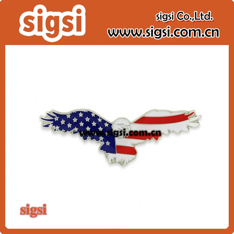 100pcs/lot High Quality 50mm American Flag Patriotic Eagle Lapel Pin Brooches