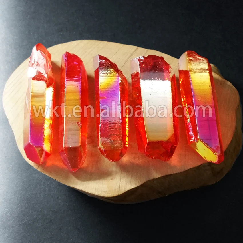 

WT-G068 WKT Amazing Red flame Aura crystal quartz point , Beautiful raw titanium crystal quartz point fashion quartz point