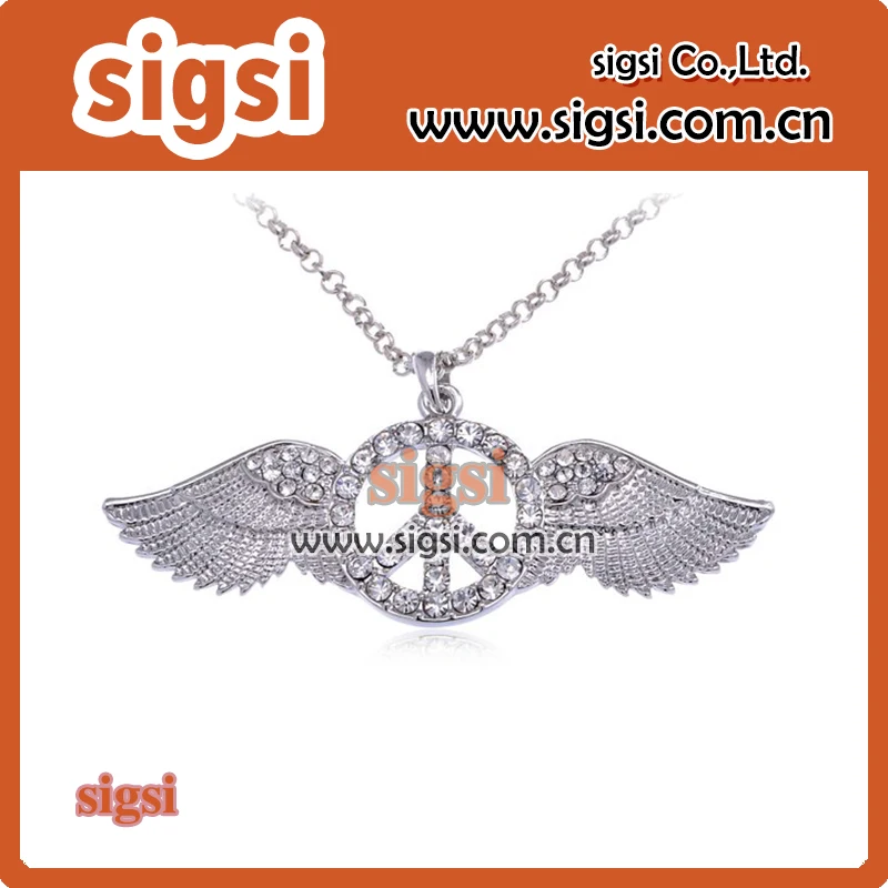 Fashion Necklace Peace Sign Pendants High Quality peace wing pendant