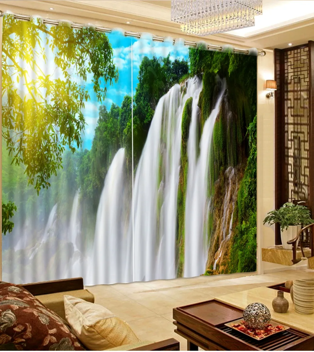 Top Classic 3D European Style large waterfall 3d curtains fashion window curtain sunshine custom curtains factory sale