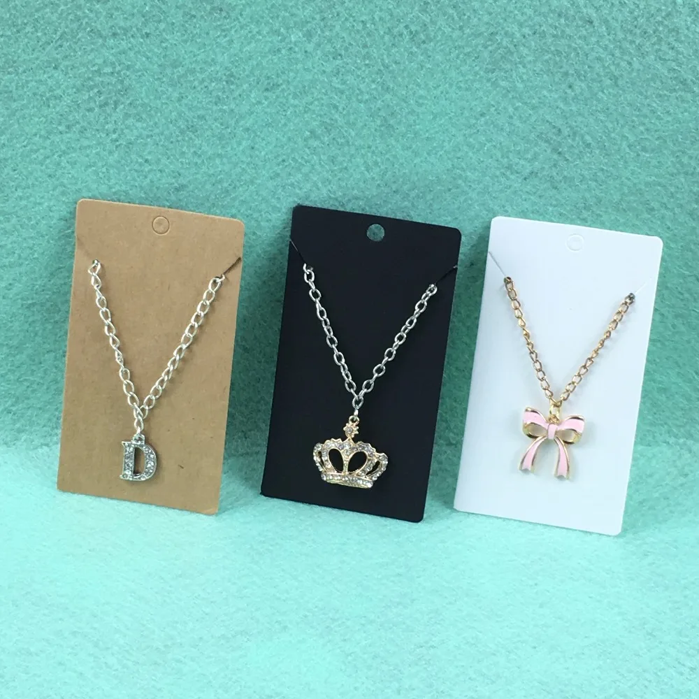 New Hot 100pcs 9*5cm Kraft Paper Blank Necklace&Earring Cards Jewelry ornament Display Card Case DIY HandMade Accept Custom Logo