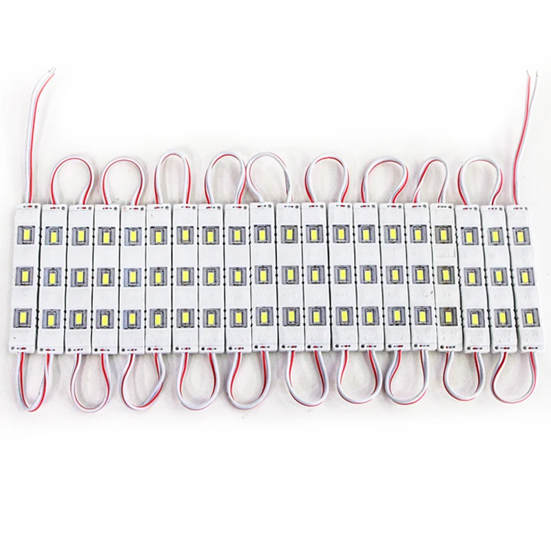 100pcs/lot Best price IP65 5730 3 LED MODULE Waterproof Warm White Pure White Injection Molding Light for DC 12V, 75mm*10mm