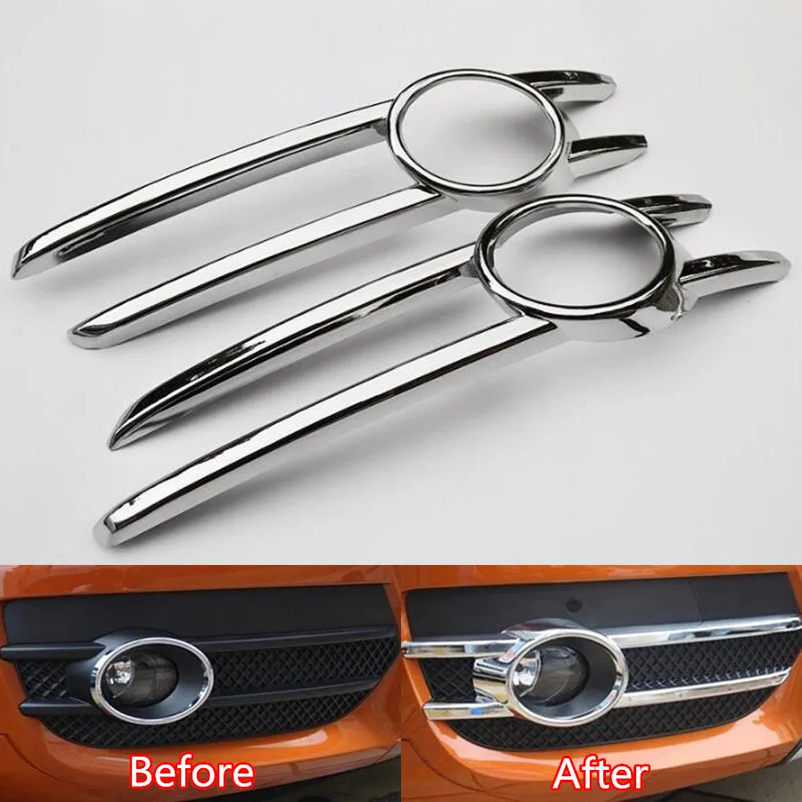 YAQUICKA 2Pcs/set Car Front Fog Light Lamp Decorative Trim Covers Sticker Fit For Audi Q3 2013 2014 2015 Car-styling ABS Chrome