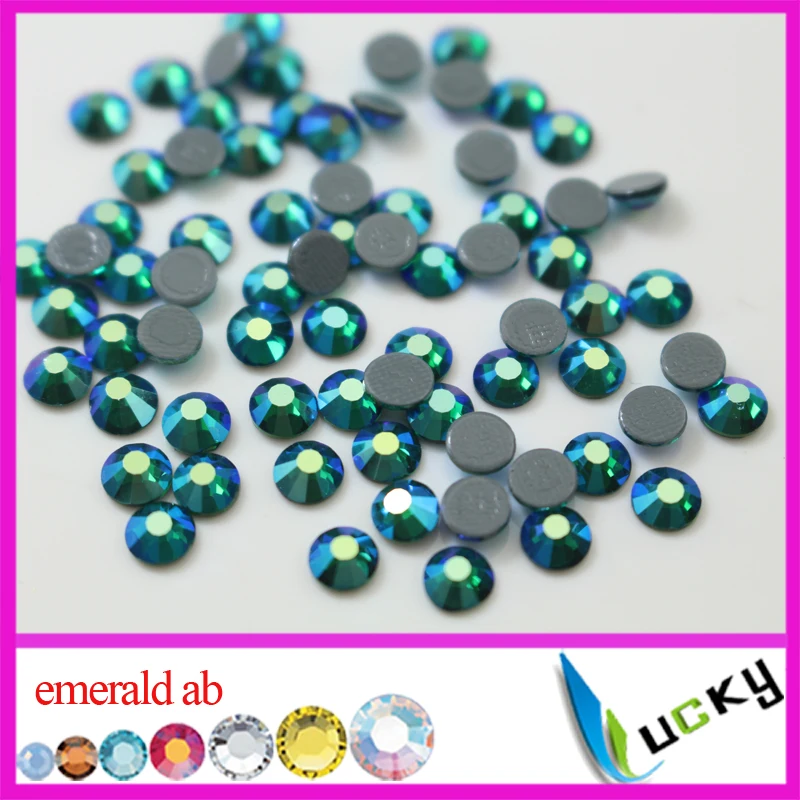 Top quality flat back rhinestones hotfix! 1440pcs ss20 Emerald AB color iron on crystal with strong grey glue super shine