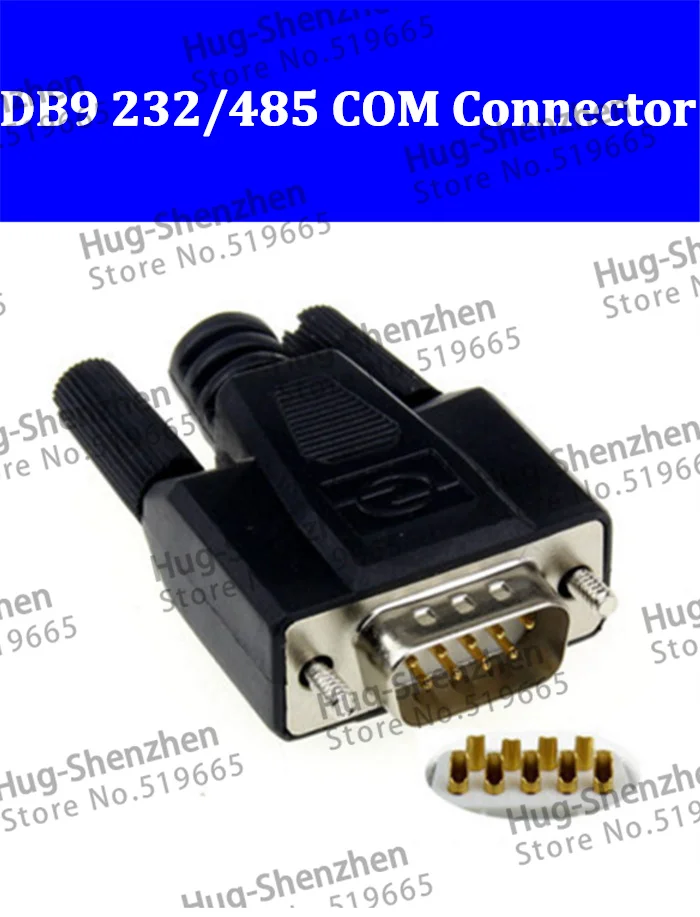 

10PCS DB9 Pin Serial Male Plug Black Shell Plastic VGA COM connector 232/485 with Gold Plate High Quality