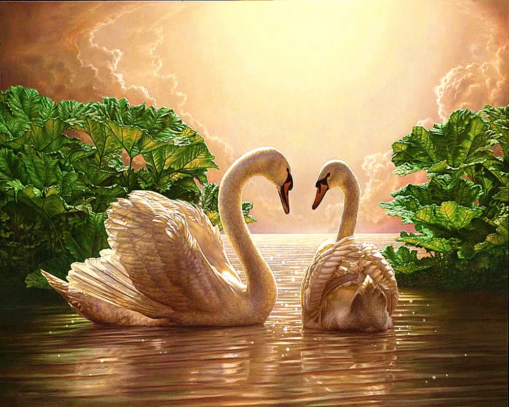 CNA DIY 5D Diamond Embroidery Painting Full Square Mosaic Diamond Swan Lover  Embroidery Painting Cross Stitch Kits Room Decor