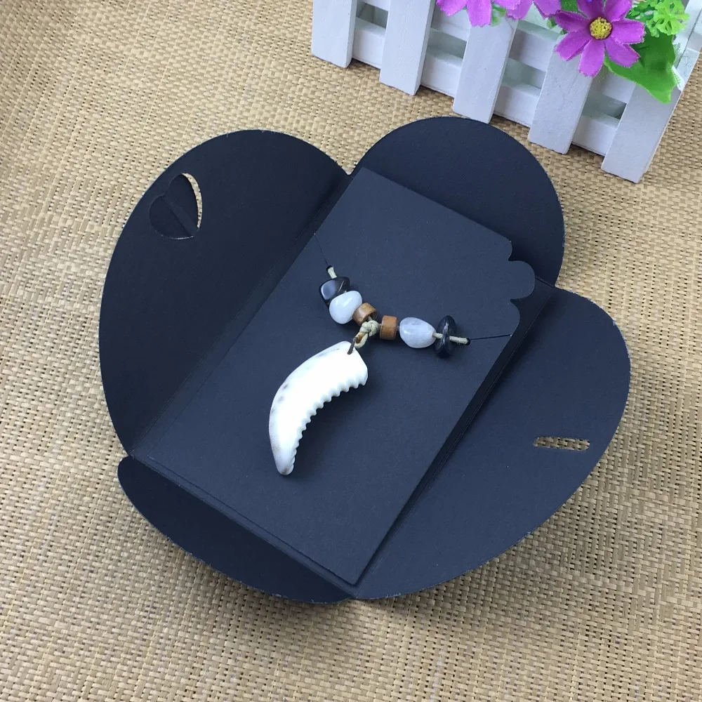 

50Set 15*10cm Envelop Gift Box Heart Shape Add 15*9 cm Necklace Cards Blank Display Package Combination Case Accept Custom logo