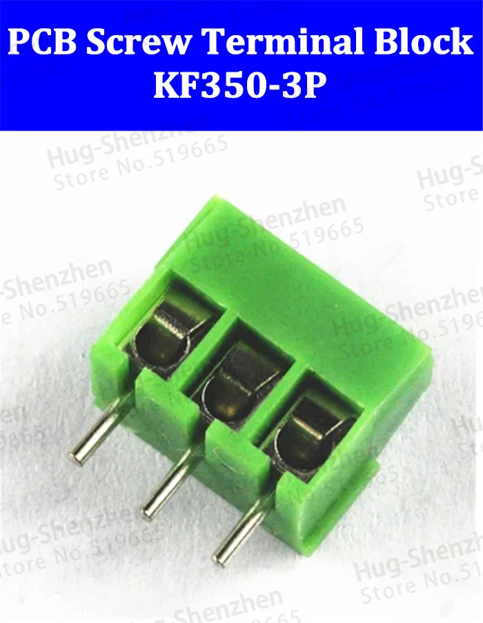 High quality KF350-3P KF350 3Pin 3.5mm Green PCB Screw Terminal Block Connector with free shipping