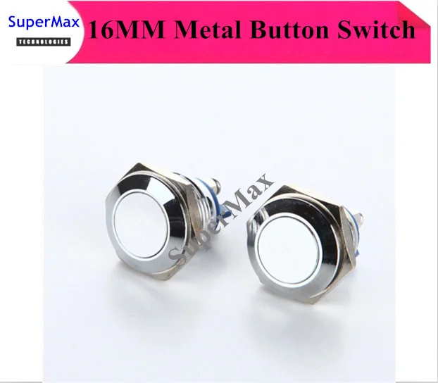 High quality 16MM 250V/2A Metal Reset push button waterproof switch with screw feet--20pcs