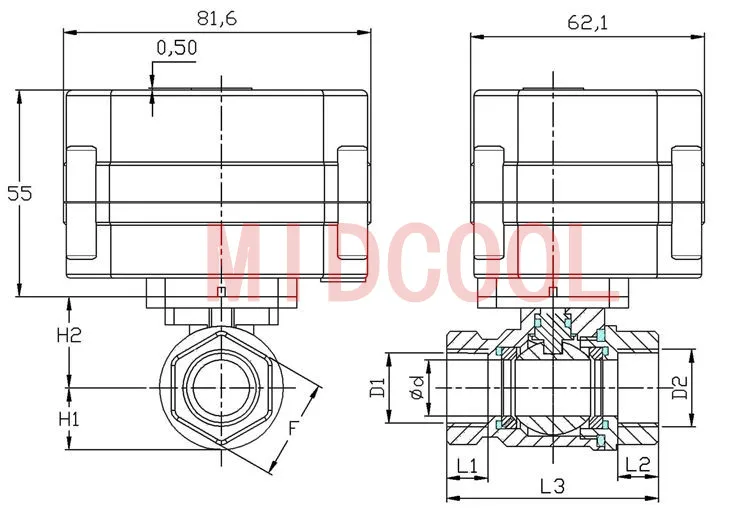 Brass Motorized Ball Valve 1/2