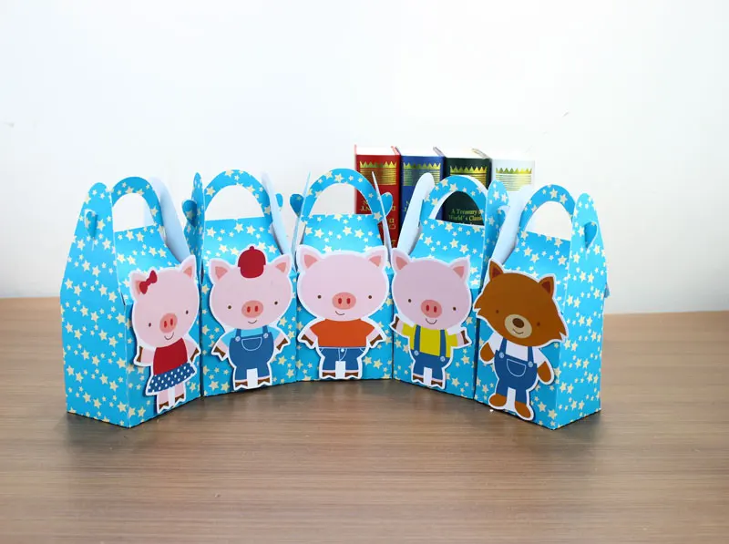 

Three Little Pigs Favor Box Candy Box Gift Box Cupcake Box Boy Kids Birthday Party Supplies Decoration Event Party Supplies