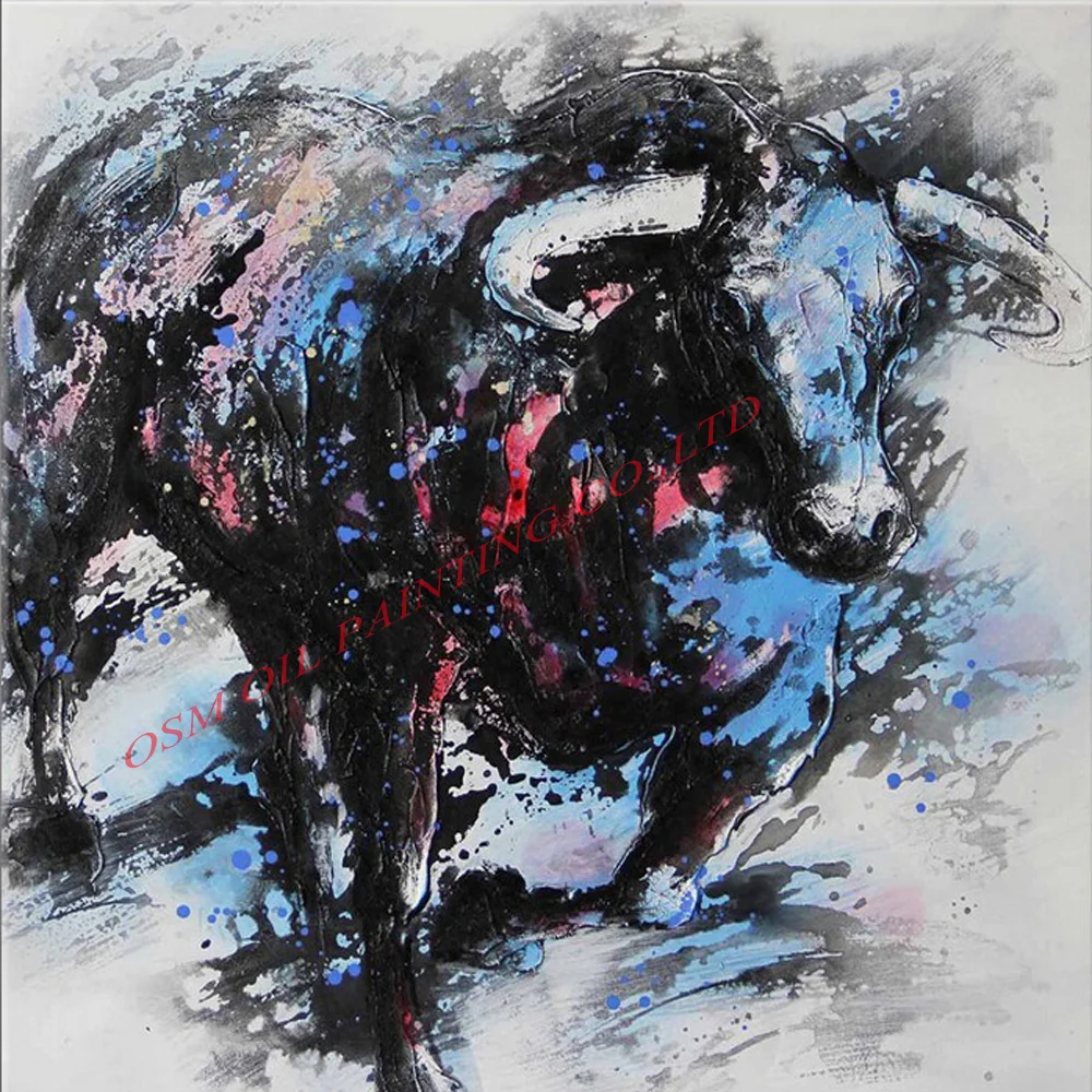 New Arrival High Quality Hand-painted Bull Oil Painting On Canvas Modern Abstract Bull Decorative Painting For Home Decoration