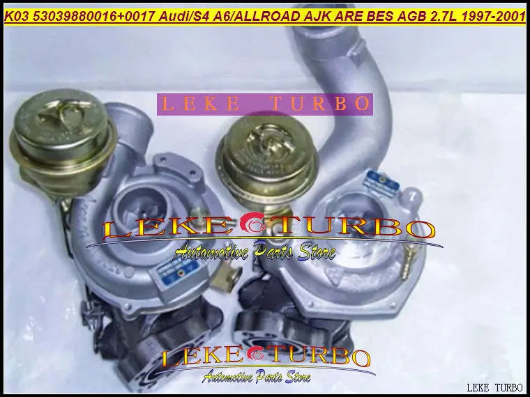 K03 016 + 17 Twin Turbo 53039880016 53039880017 53039700016 53039700017 For AUDI S4 1997-01;A6 99-01 AJK ARE BES AGB 2.7L 265HP