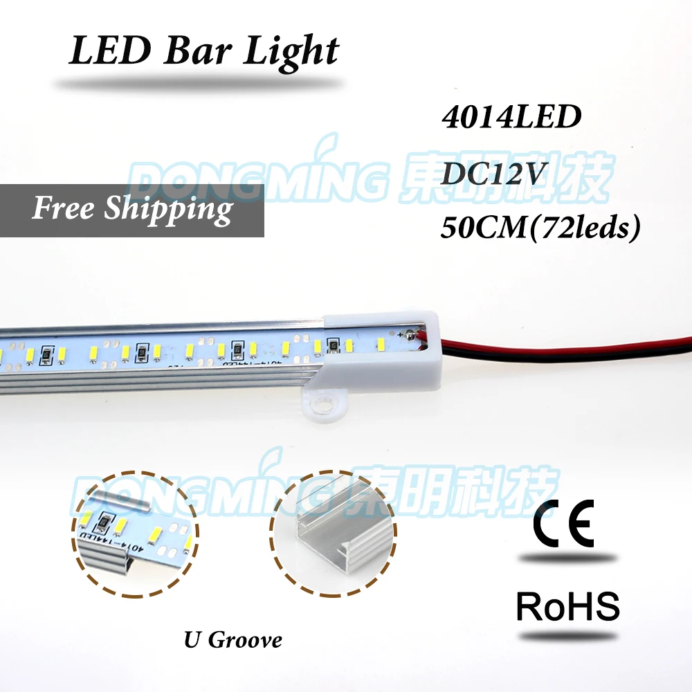 

5pcs led luces strip 72led/50cm 12V white/cool white no waterproof U/V groove aluminum led bar light 4014