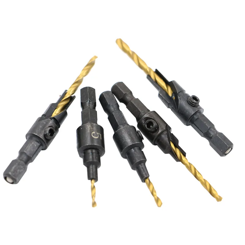 5pcs HSS Countersink Drill Bit Set Quick Change 1/4\