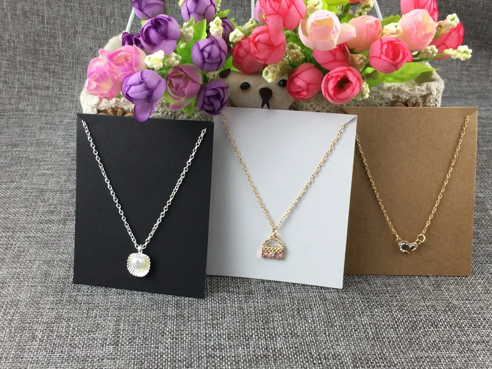 10*8cm 100pcs/lot Kraft Cardboard Blank Jewelry Fashion Necklace Cards Kraft Paper Displays card Accept custom logo MOQ:2000pcs