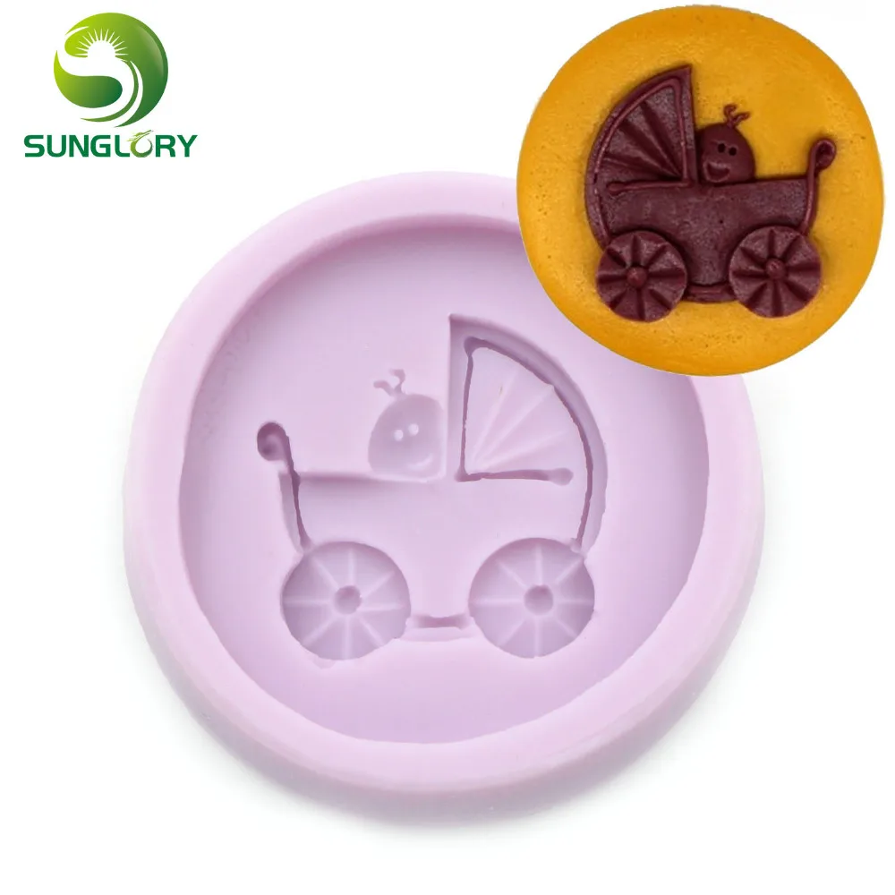 Baby Stroller Silicone Mold Ferramentas Bolo Cake Decorating Tools Fondant Decor Gum Paste 3D Moldes De Silicona Paste Americana