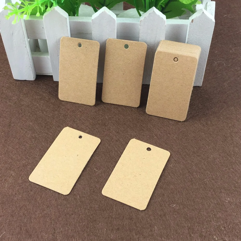 200PCS Tags+200 Hemp Strings Kraft Retangle 7.5*4.2cm Label Tag Luggage Head Price Tags Jewelry Cardstock Accept custom logo