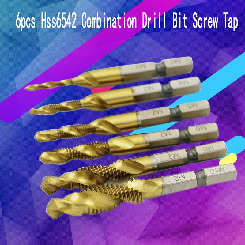 Vástago hexagonal de titanio M2, tornillo HSS, rosca de punto en espiral, brocas de enchufe métrico, M3, M4, M5, M6, M8, M10, apto para Metal y acero