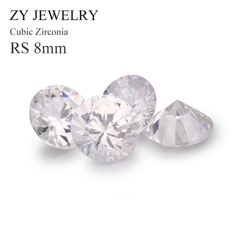 

100pcs/lot 5A 8.0mm Round Shape White CZ Brilliant Cut Cubic Zirconia Stone Synthetic Gems For Jewelry